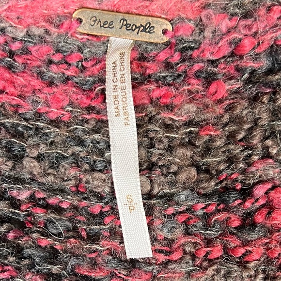 Free People Cardigan Womens Small Pink Chunky Knit Slouchy Wool Alpaca Whimsy - Picture 5 of 9